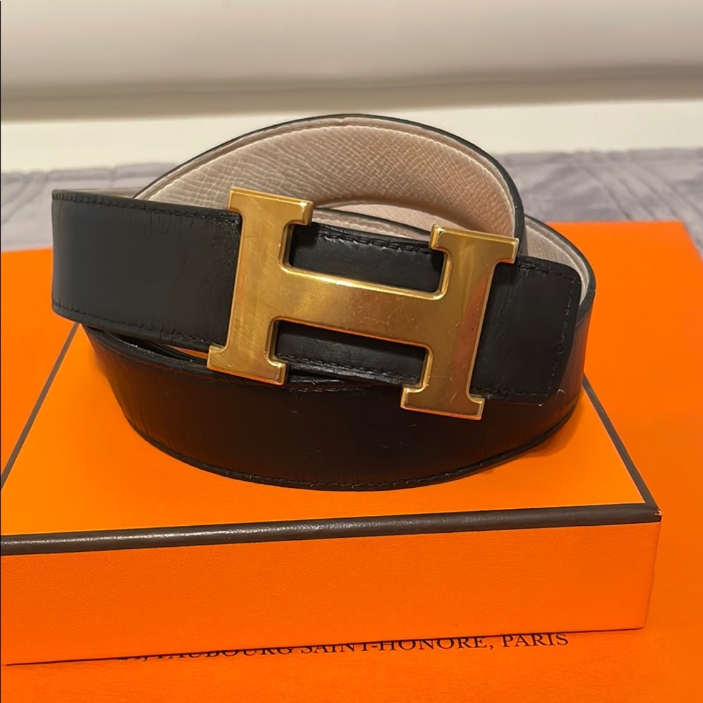 Hermes Black Belt Bag with Gold Buckle